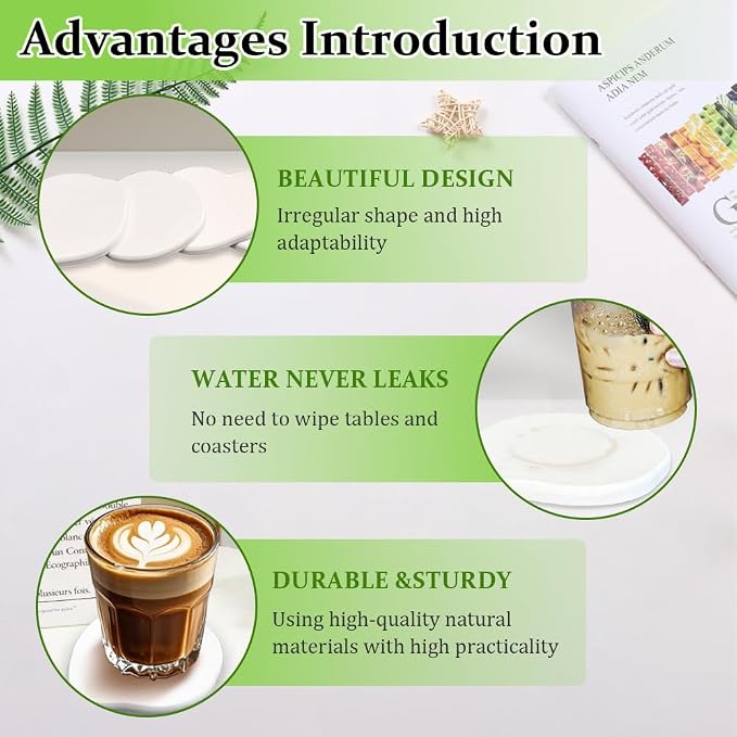 Diatomaceous Earth Coaster Set of 4, Unique Absorbent Stone Coaster, Irregular - Image 3