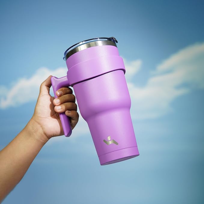 Konokyo 40 oz Tumbler with Handle and Straw, Insulated Travel Mug | Lavender; - Image 5