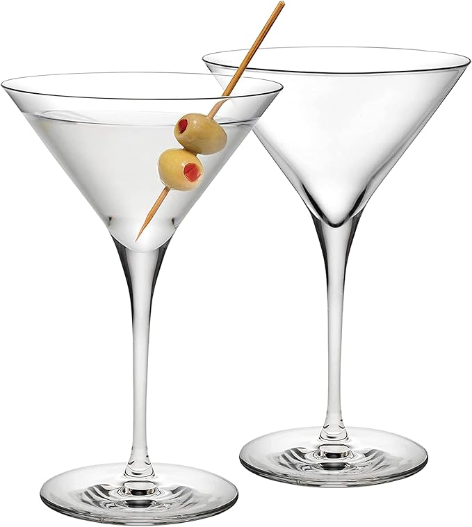 NUDE Vintage Set Of 2, Crystal Martini Glasses 9.75 oz, Lead-Free, Perfect for Drinking Martini, Margarita, Coctail, Glassware for Home