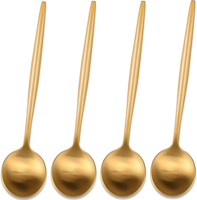 5.1 Inches Satin Gold Coffee&Tea Spoons, Small Demitasse Spoon, Mini Spoons by DEHOVKitchen