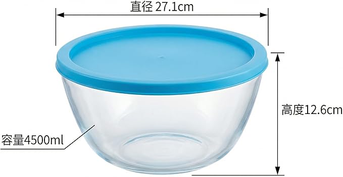 Glass Sourdough Mixing Bowls with Lids, 2-Pack Large Capacity Clear Bowls, 4.76 Quart for Bread Making, Perfect for Mixing, Proofing, Storing Dough
