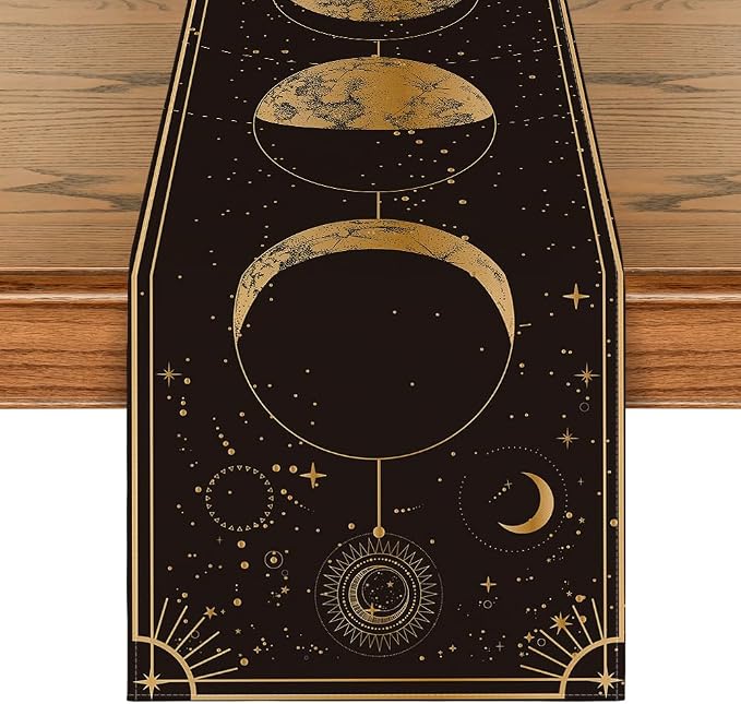 Artoid Mode Astrology Moon Magic Art Table Runner, Seasonal Mystical Gothic by ArtoidMode