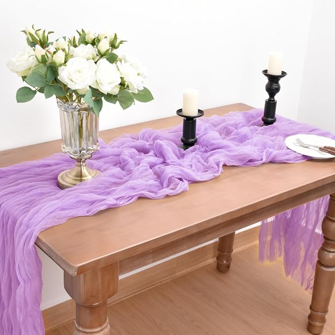 Lilac Cheesecloth Table Runner Cheese Cloth Wedding Birthday Party Decor | 10Ft - Image 5