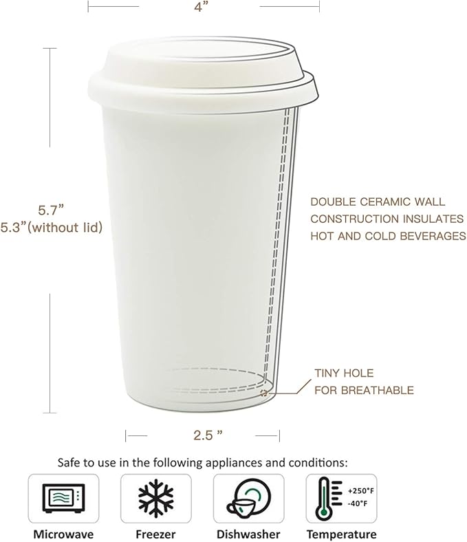 Double Wall Insulated Ceramic Cup, I Am Not a Paper Cup, Ceramic Travel Cup - Image 3