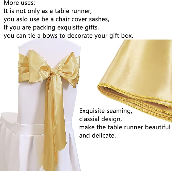 B-COOL Set of 5 Satin Table Runner Light Gold 12x108 inch Table Runner - Image 3