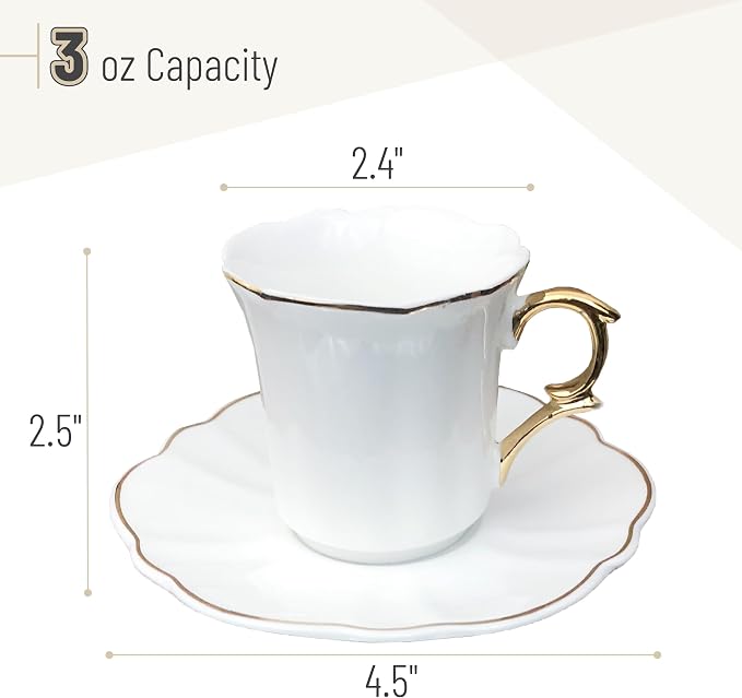 BTaT- Porcelain Espresso Cups Set, 3 oz, 12 Set, Small Coffee Mugs | Elegant - Image 3