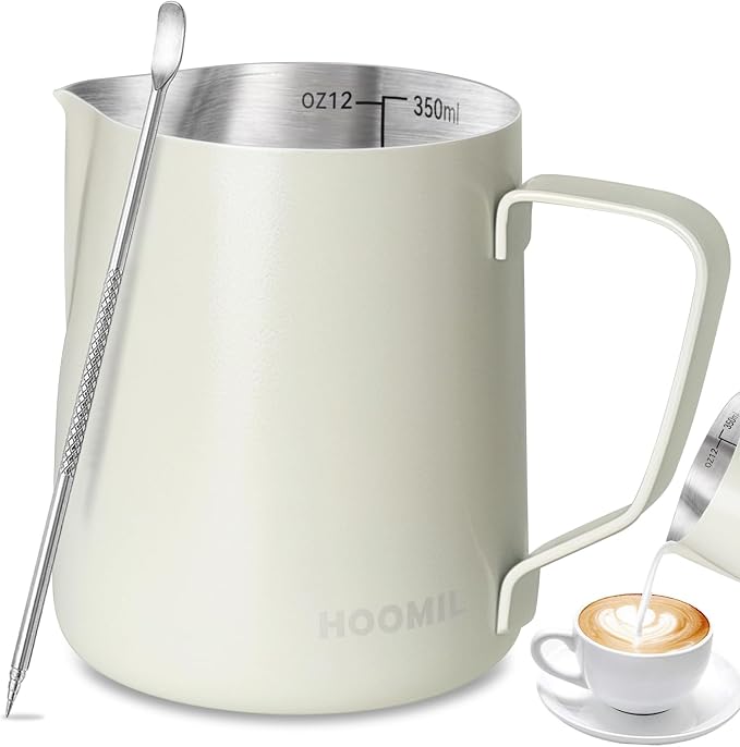 HOOMIL Milk Frothing Pitcher, 12oz/20oz/32oz 304 Stainless Steel | Steaming by HOOMIL