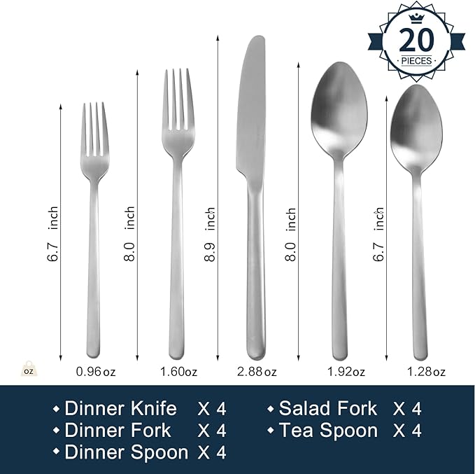 Silverware Set, 20 Piece Flatware Cutlery Set - Image 2