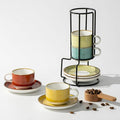 ONEMORE 2.5 Oz Espresso Cups Set of 4, Stackable Porcelain Coffee Cups by ONEMORECeramics