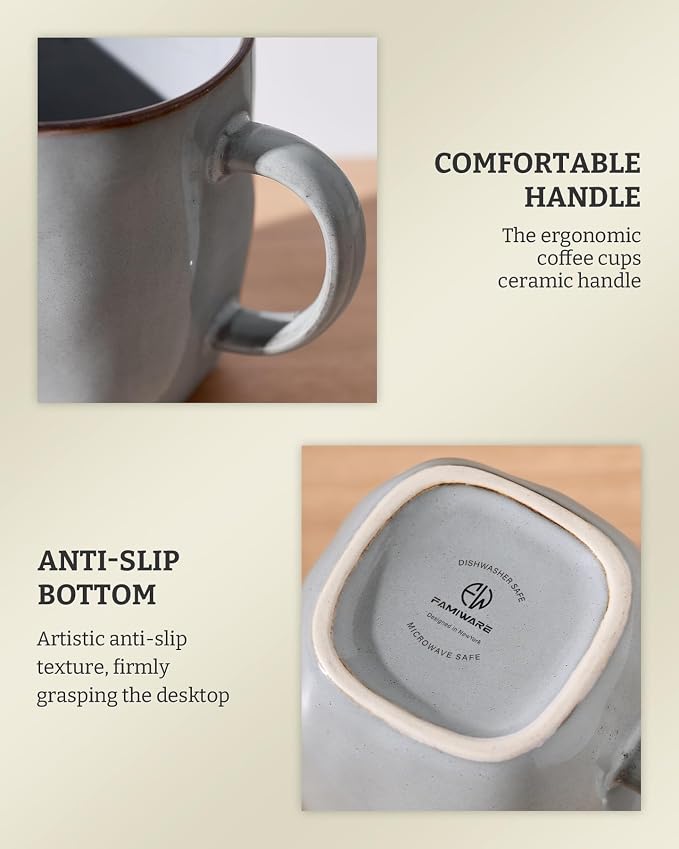 famiware Coffee Mugs Set of 6, Ocean Square 13oz Coffee Cup Set - Image 7