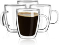 YUNCANG Double Wall Coffee Mugs, 16 Ounces-Clear Glass Cups by YUNCANG