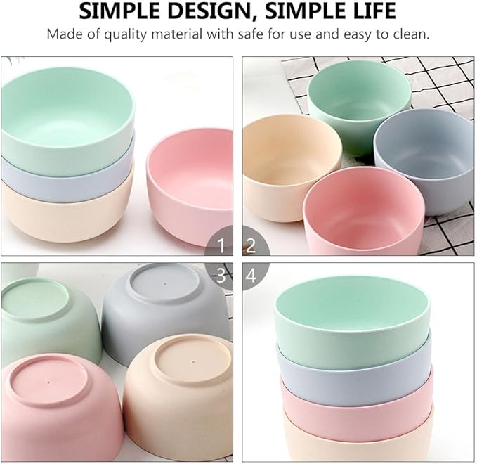 8pcs Fiber Rice Bowls Eco-friendly Salad Serving and Noodle Bowls Fall-resistant Smooth Finish for Home Dining and Food Storage