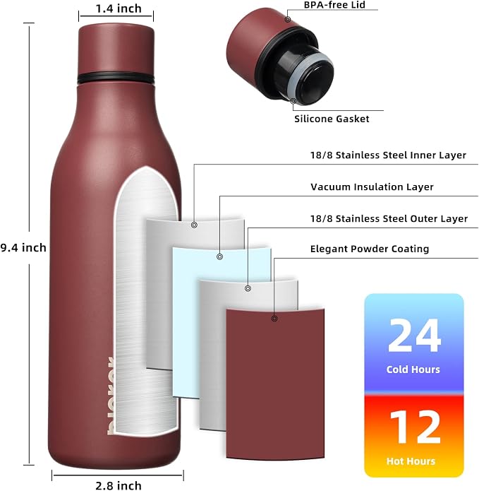 BJPKPK 18oz Insulated Water Bottle, Stainless Steel Bottle - Image 3