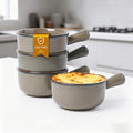 MONITO 16 Oz French Onion Soup Bowls, Ceramic Soup Bowls with Handles, Stackable Soup Crocks Oven Safe for Chili, Beef Stew, Cereal,Casseroles Microwave & Dishwasher Safe, Set of 4, Olive Green
