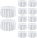 12 Pack Round Tablecloth 120 Inch Cloth White Tablecloth for Round Tables, Washable Polyester Table Cloth Stain and Wrinkle Resistant Decorative Table Cover for Wedding Party Dining Banquet