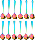Broth Round Spoon Set, 12-Piece Reusable Stainless Steel Dinner Table Cereal by BISDARUN