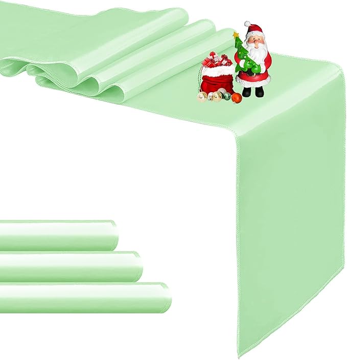 4-Pack Mint Green Satin Table Runner 12 x 108 Inch Long Fuchsia Bright and by Pufogu