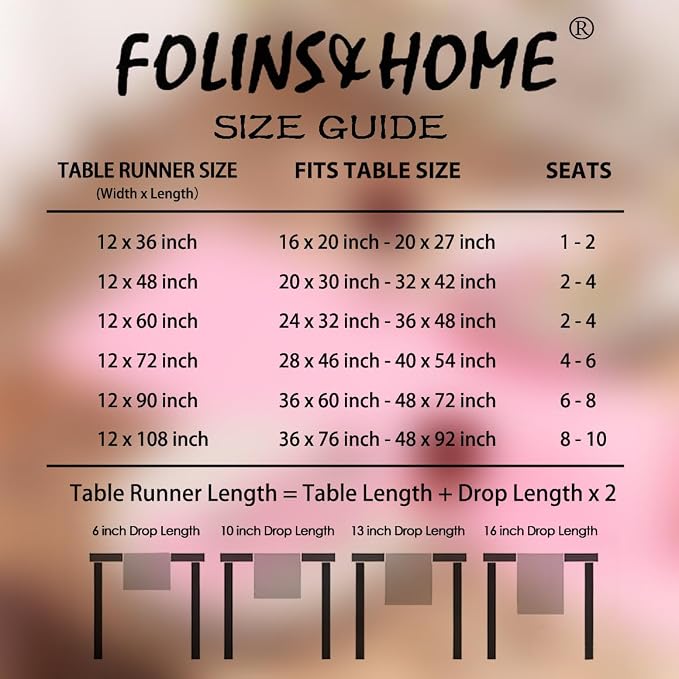 FOLINS&HOME Pink Waterproof Decorative Table Runner 72 Inches Long | 210GSM - Image 6