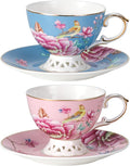 KAMMAK Tea Cups and Saucers Set of 2, Fine Bone China Coffee Cups, GH019 | by KAMMAK