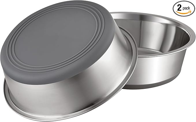 Nonslip Stainless Steel Dog Cat Bowls, 2 US Cup, Dishwasher safe, Stackable by PEGGY11