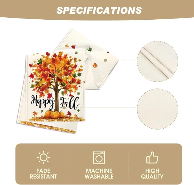 Artoid Mode 210 GSM Fall Table Runner 13x60 Inch Home Party Decor | Maple Tree - Image 5