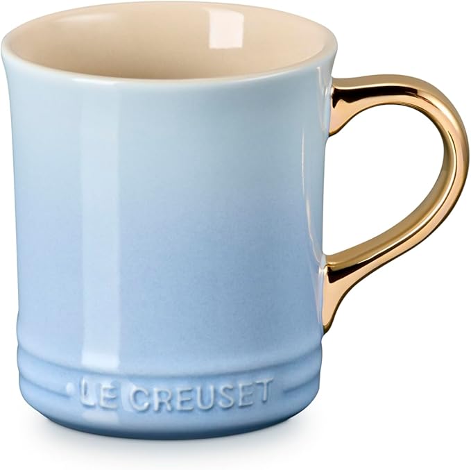 Le Creuset Stoneware Vancouver Mug, 14 oz., Coastal Blue/Gold Metallic Handle by LeCreuset