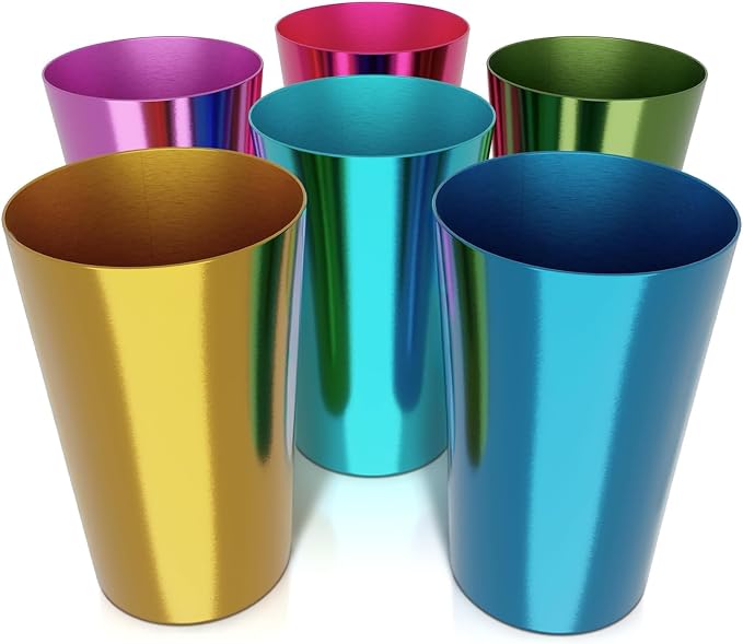 Retro Style Aluminum Cups 15 oz Set of 6 by BURIUS