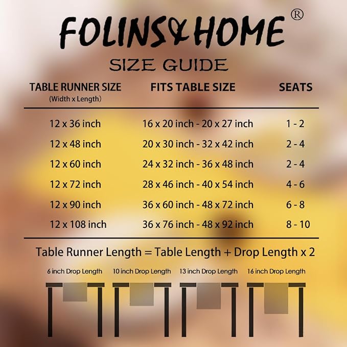 FOLINS&HOME Yellow Waterproof Decorative Table Runner 72 Inches Long | 210GSM - Image 6