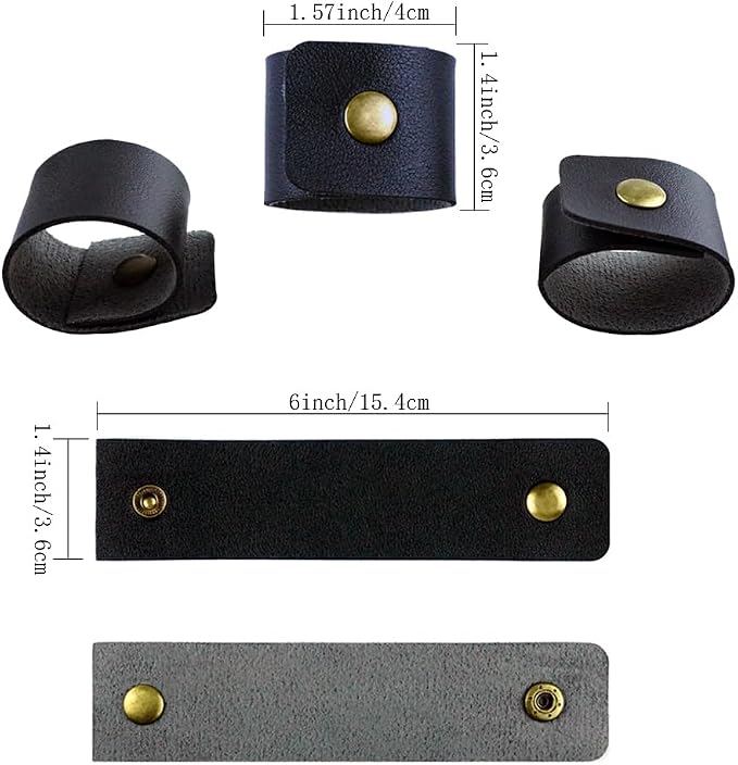 Saktopdeco Black Faux Leather Farmhouse Napkin Rings Set of 8 - Image 2
