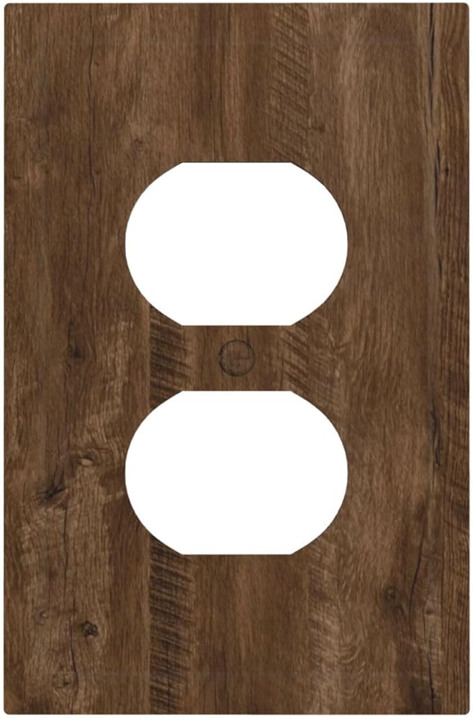 Outlet Covers Brown Rustic Wood Grain Farmhouse 1 Gang Duplex Light Switch Cover Plate Decorative Wall Plates Electrical Switchplate Receptacle for Cabin Bedroom Decor（2 Pack）