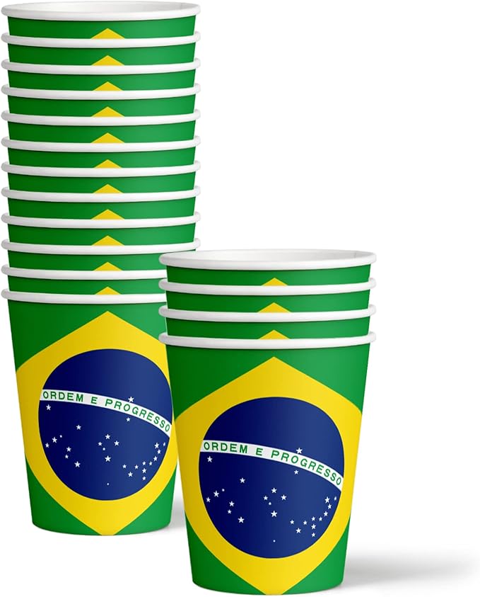 Brazil Flag Birthday Party Supplies Set Plates Napkins Cups Tableware Kit for 16