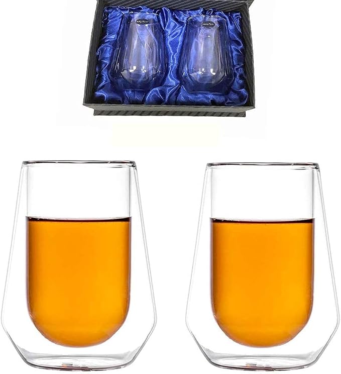 Amlong Crystal Double Wall Glass Whiskey Glasses, Classic Scotch Whiskey Glasses - Image 2
