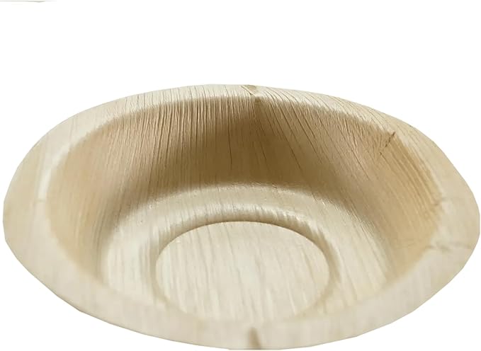 Harshu Areca Round Flatware - 20 Pack, Biodegradable Palm Leaf Plates, Eco-Friendly Disposable Tableware for Parties, Events, and Catering (Round Bowl, 5" (13cm) - 20 Pack)