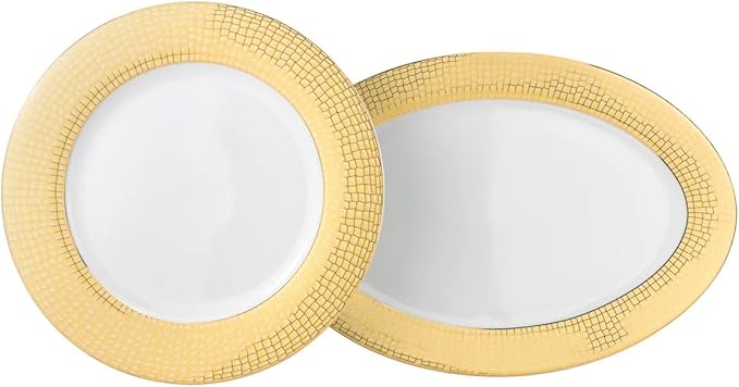 Euro Porcelain 57-pc Banquet Dinnerware Set, Luxury Porcelain Tableware, Service for 8 (1950G)