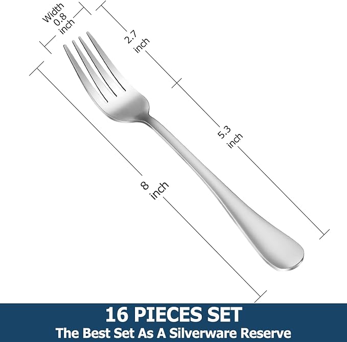 Dinner Forks, Table Forks, Flatware Forks, 8 Inches, Mirror Finish & Dishwasher - Image 2