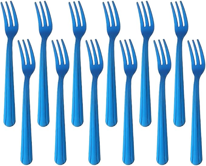 Oyster Fork Set of 12, 5.4 Inch Stainless Steel Cocktail Forks, 3 Tines Mini by KitchenDining