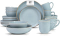 Stoneware Euro-Nordic 20pc Dinnerware Set, Shiny Light Blue by HomeVSS