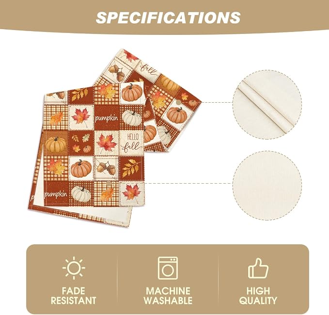 Artoid Mode 210 GSM Fall Table Runner 13x60 Inch Home Party Decor | Plaid - Image 5
