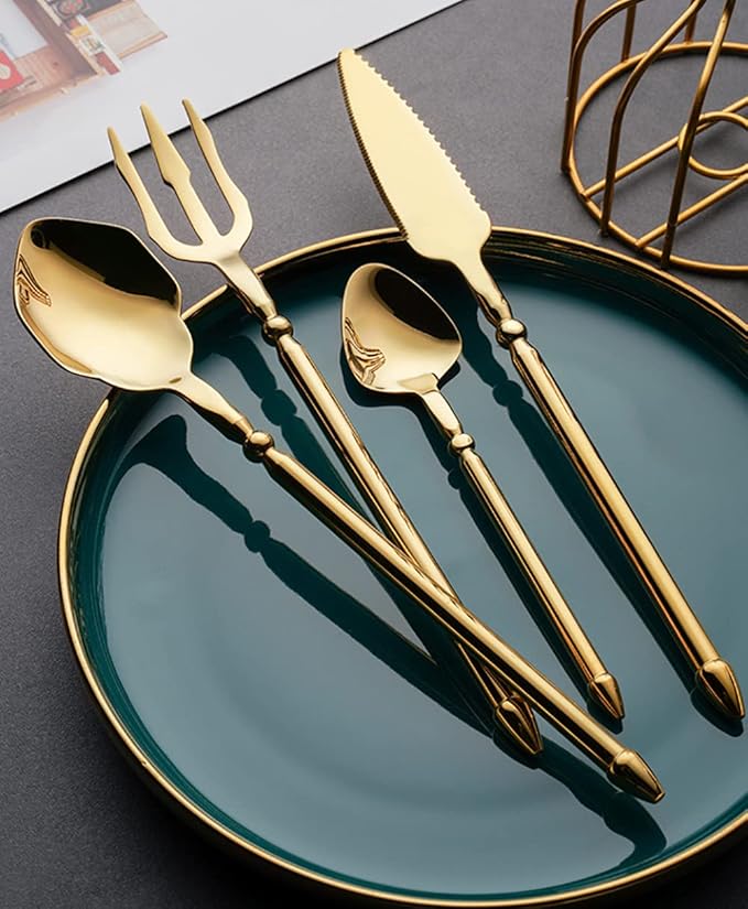Silverware Set for 8 Durable 18/10 Stainless Steel Flatware Set Creative Styles 32 Piece Modern Cutlery Tableware Utensils Set for Home Kitchen Wedding Restaurant Knives forks and Spoons