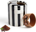 10oz Ceramic Coffee Mug with Sip Hole Hand-Painted Striped Ceramic Cup | Unique by Foubret