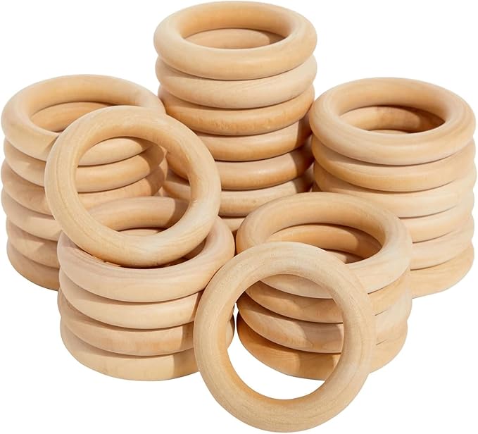 Napkin Rings, Wood Napkin Rings Napkin Holders Buckles for Dining, Anniversary, Birthday, Dinner, Christmas, Party of Table (Pack of 50)