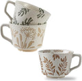 12 Ounce Ceramic Mug Set of 3 Embossed Leaf Ceramic Coffee Mugs, Vintage by Tvvtuww