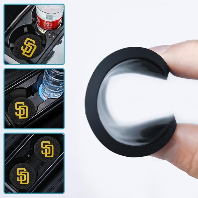 Silicone Padres Car Cup Holder Coasters,Baseball Fans Car Coasters for San Diego Padres Fans, Non-Slip Universal Fit Cup Holder Insert