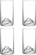 Mountain View Glass Cups – Modern Clear Glass Cups Set, Sleek Design, by Boxonly