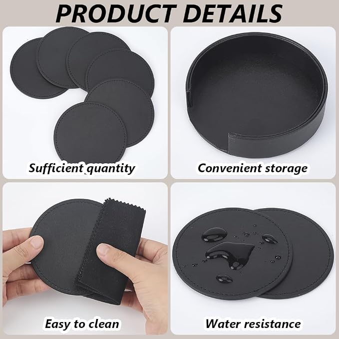 6PCS 4 Inch PU Leather Coasters - Image 5