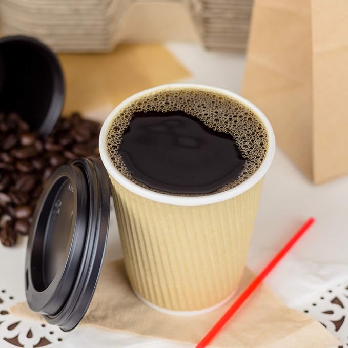 Karat 8 oz Ripple Insulated Coffee Cup Disposable Paper Hot Cup, Sturdy and - Image 2