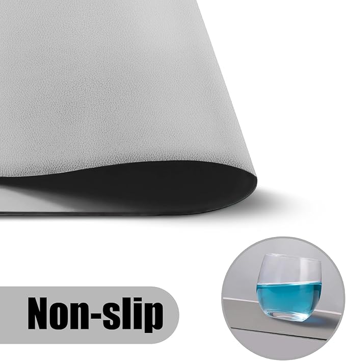 Silicone Placemats, Oval Placemats Set of 4. Heat-Resistant and Easy to Clean Siliconty Mats, Non-Slip Silicone Placemats for Table Protection. (4, Light Gray)