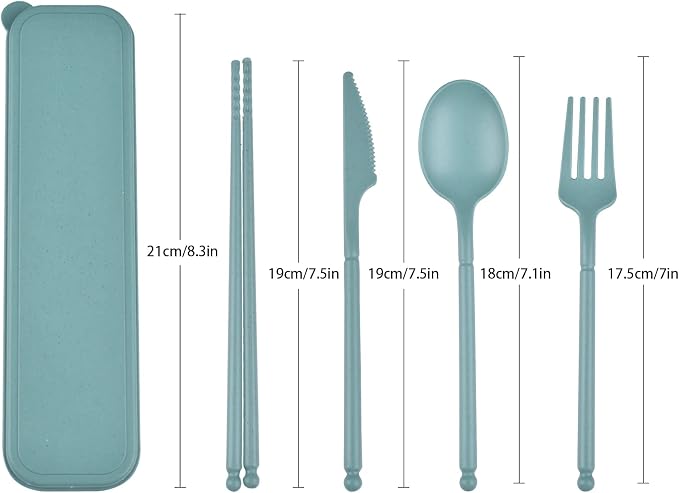 Travel Utensils with Case, Camping Reusable Utensils Set with Case | Plastic - Image 2