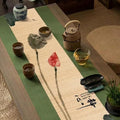Asian Style Bamboo Table Runner, Ancient Chinese Paintings Zen Table Mat by Unknown