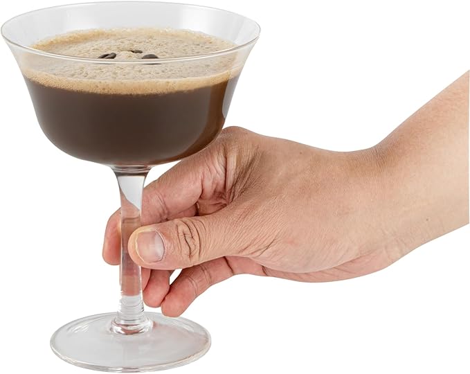 Restaurantware-Vetri 13 Ounce Flared Coupe Glasses, 6 Dishwashable Martini Glasses - No Lead, Long Stemmed, Clear Glass Cocktail Drinkware, For Hosting Parties, Serve Margarita Or Cosmopolitan